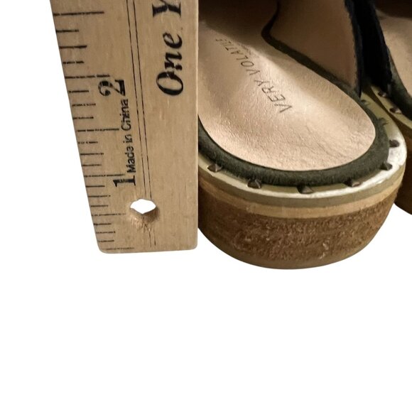 Very Volatile  Green & Black Atwood Calf Hair Slip On Slide Loafer Mules Size 7 - Picture 8 of 11